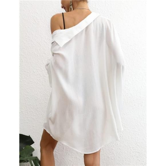 Swimsuit Coverup for Women Button Down Shirt Cover Up Beach Blouse Tops - Picture 2 of 7